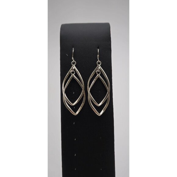 Sterling Silver Double Loop Style Large Earrings A1811 - Picture 1 of 5